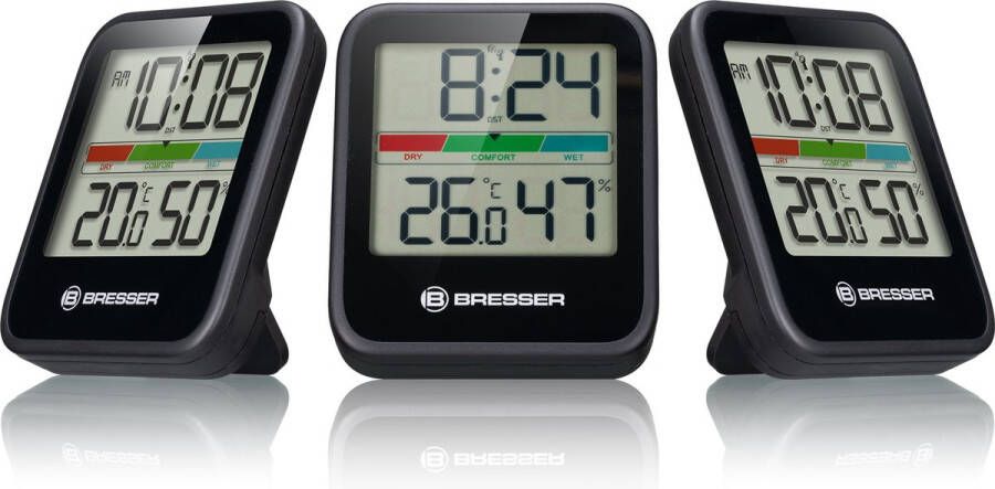 Bresser Weerstation Climate Monitor thermo- hygrometer DCF Set van 3 Zwart