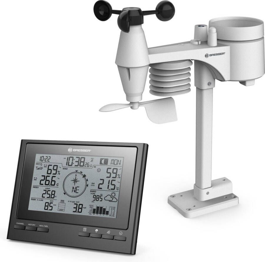 Bresser Weerstation ClimateScout 7-in1 Zwart Draadloos Voor Binnen & Buiten Met 360° Windmeter