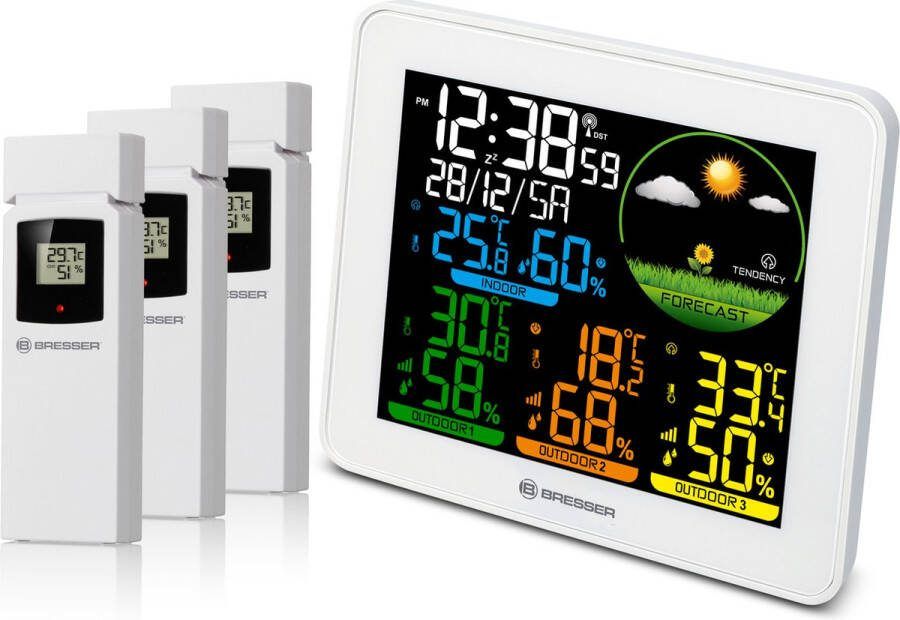 Bresser Weerstation Kleurenscherm 3 Sensoren Voor Binnen en Buiten