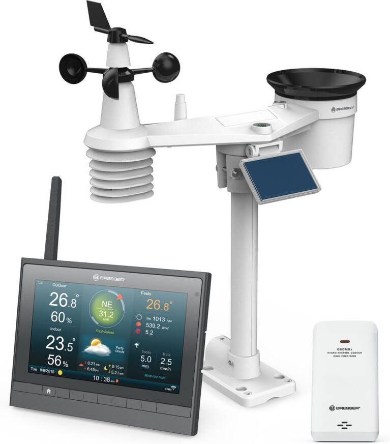 Bresser Weerstation MeteoChamp 7-in-1 Sensor WLAN Binnen & Buiten incl. Solar Sensor