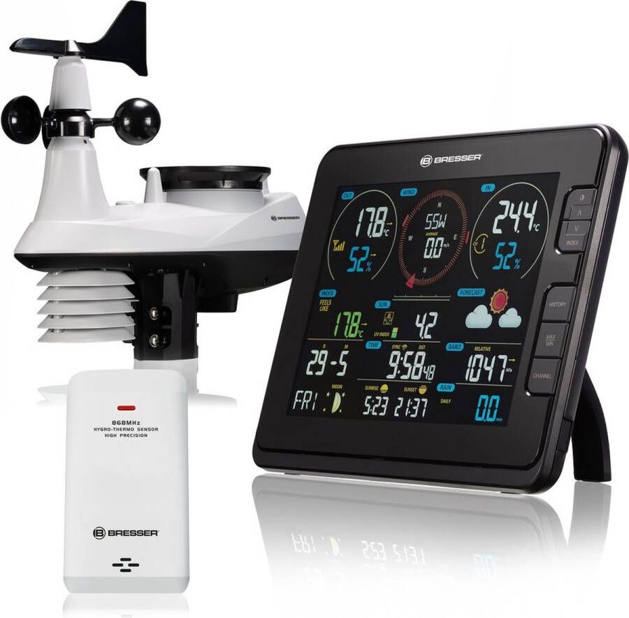 Bresser Weerstation Profi WLAN 7-in-1 Weather Center met lichtintensiteit en UV-meting Zwart