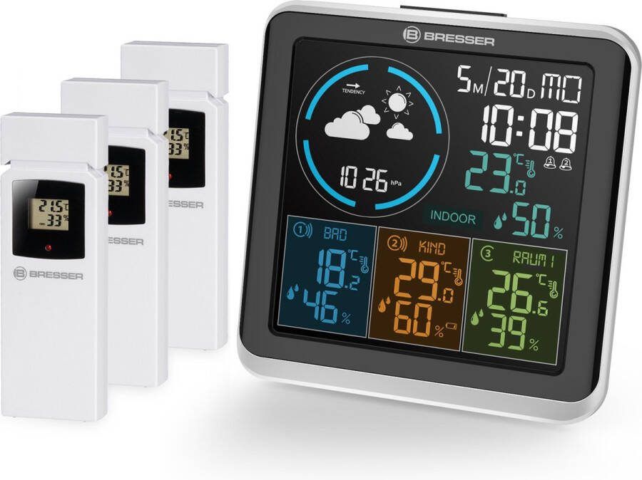 Bresser Weerstation Quadro Individio Voor Binnen & Buiten Incl. 3 Sensoren