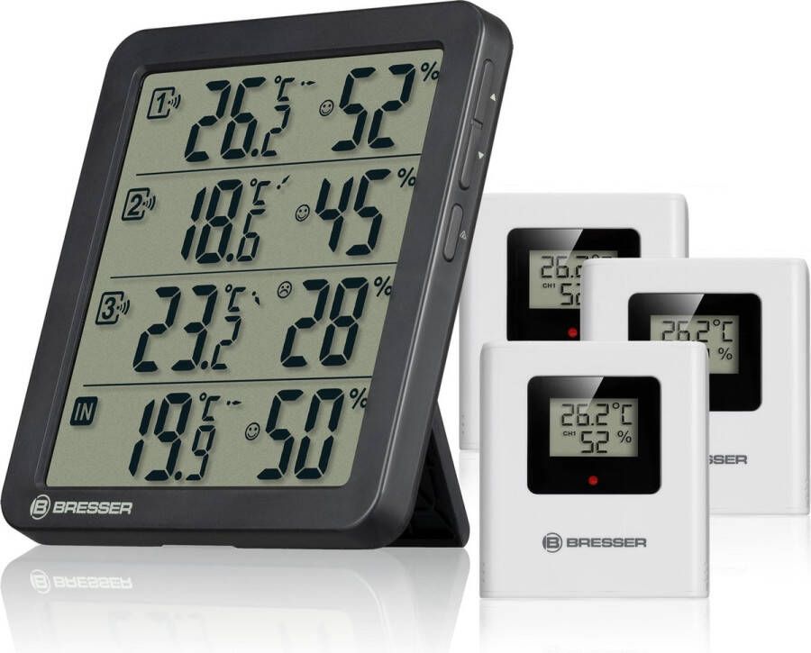 Bresser Weerstation Quadro NV 4 Meetresultaten 3 Thermo Hygro Sensoren