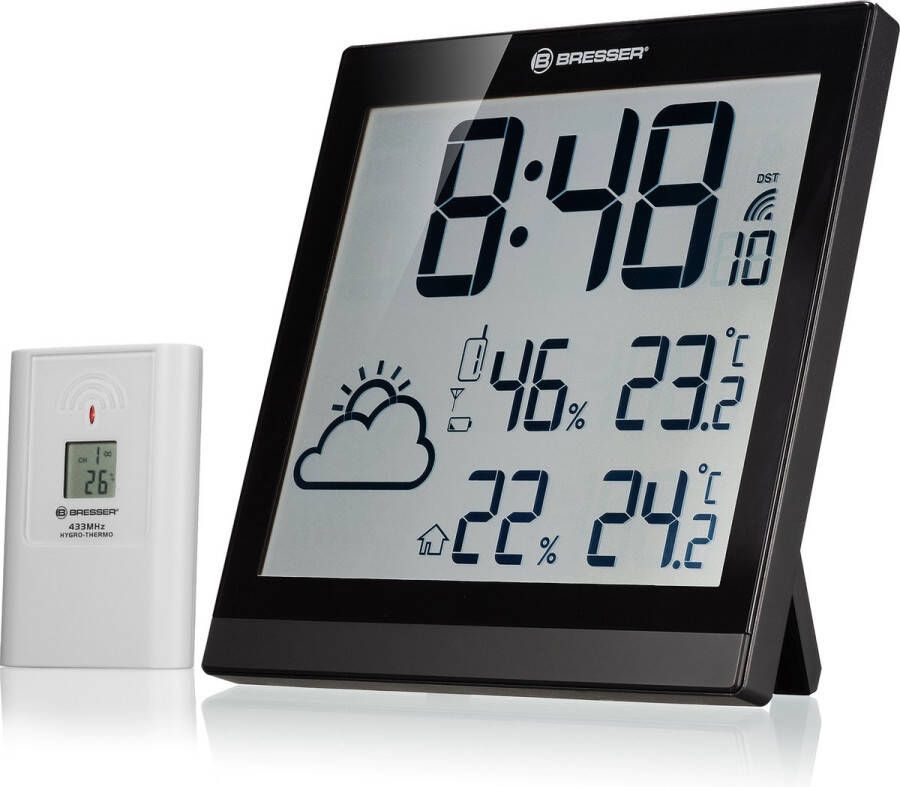 Bresser Weerstation TemeoTrend JC Zwart LCD-scherm met Weersvoorspelling Binnen en Buiten
