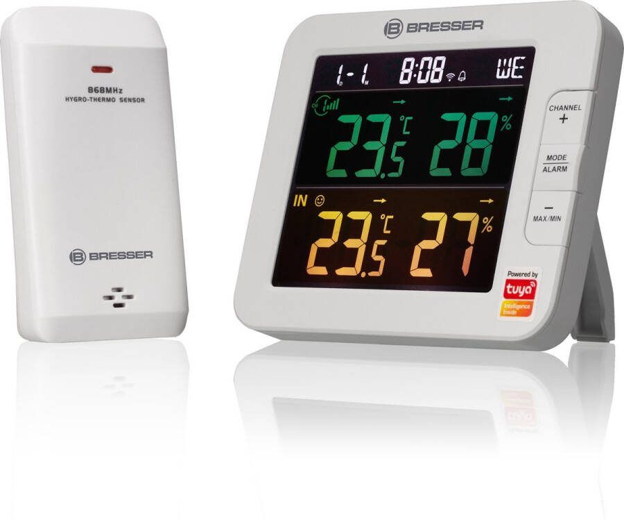 Bresser Weerstation Tuya Smart Home 7 Thermo- en Hygrometer Compatible met Tuya Smart App Meet de Luchtkwaliteit
