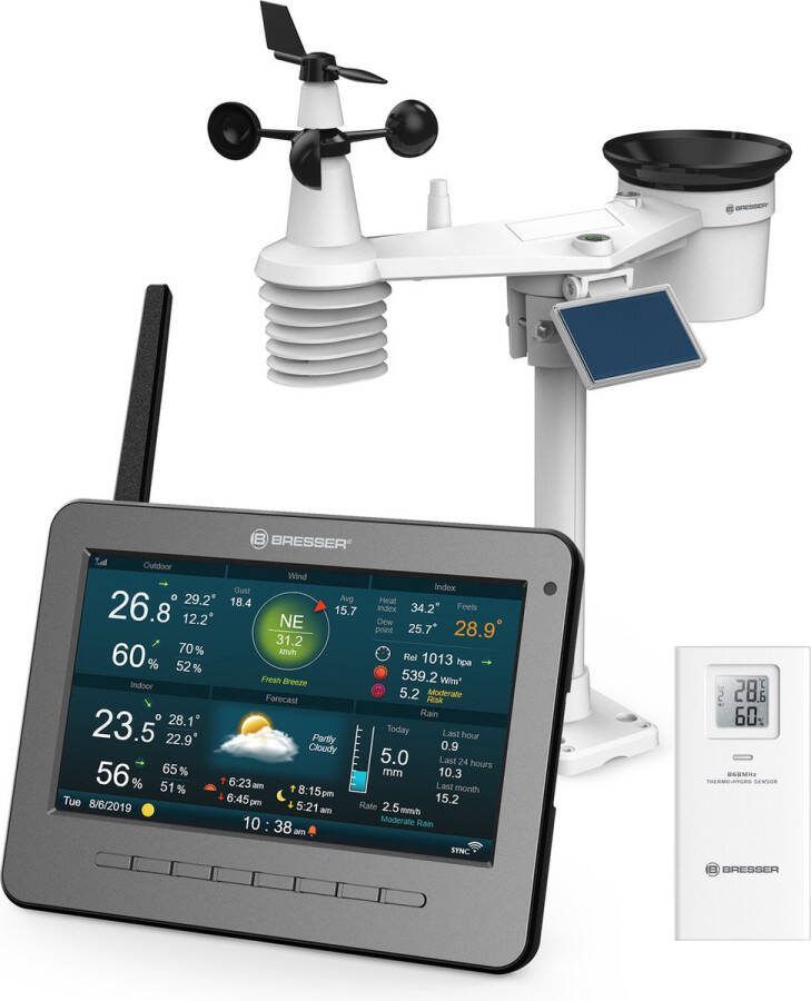Bresser Weerstation 7-in-1 PRO WIFI Voor Binnen en Buiten Met Uitgebreid Gegevensprotocol en weergavemogelijkheden
