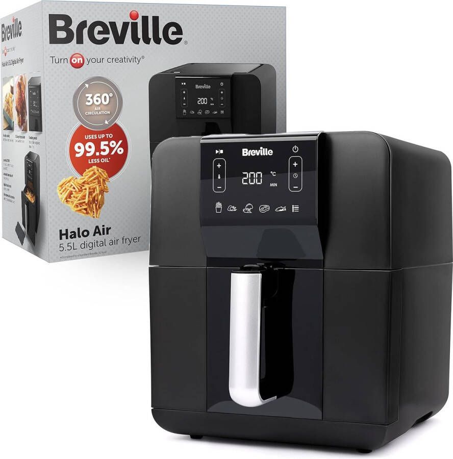 Breville Halo Air Fryer 5.5 Liter 1700 watt 360 graden luchtstroming 5 kookprogramma's