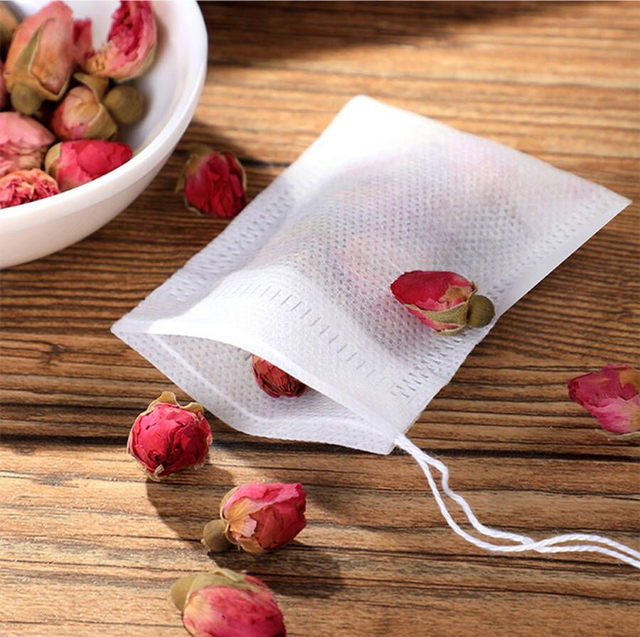 Brew & Blends 200 Stuks Theezakjes Voor Losse Thee Theezeef- Leeg Filter Wit 7 x 5 CM Biologisch Afbreekbaar