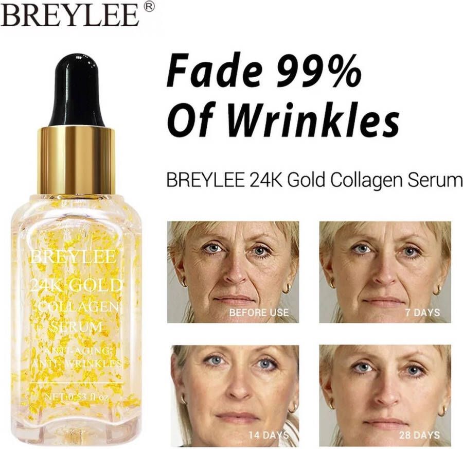 Merkloos 24k Gold Collagen Booster Serum Braylee 24k Gold Face Serum Midori Bear Wrinkle Serum Tegen rimpels