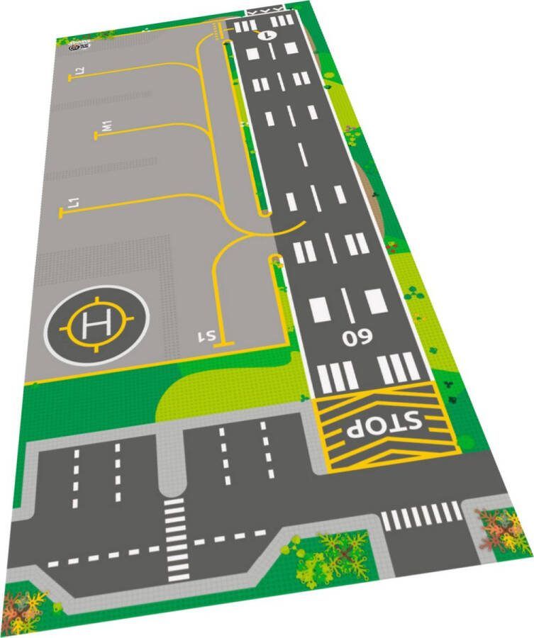 BrickDoo's BrickMaps 32437001 City Airport Wegplaat speelmat voor LEGO Formaat gelijk aan 3x7 LEGO bouwplaat