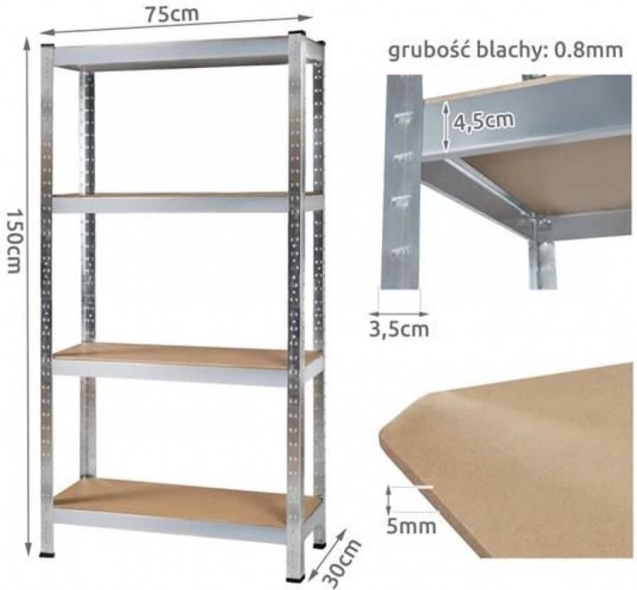 Merkloos Isotrade Boutloos opbergrek werkbank gegalvaniseerd staal 150x75x30