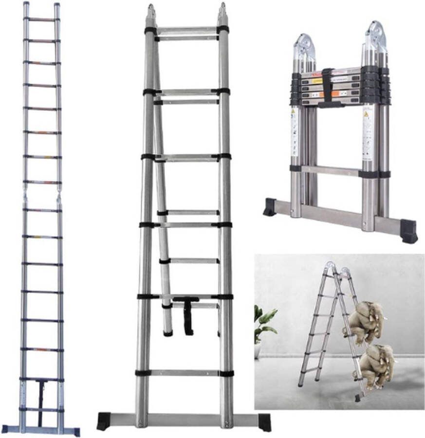 BRIEFNESS. BRIEFNESS Telescoopladder 5 Meter Telescopische Vouwladder Telescopische Ladder Inklapbaar Soft Close Telescoopladder 5 Meter