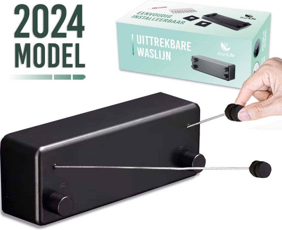 BrightLife Waslijn Uittrekbaar Uittrekbare Wasdraad Staalgevlochten 2x 4 2 meter Binnen en Buiten – Robuust RVS – Automatisch Straktrek Systeem Alternatief Wasrek of Droogrek