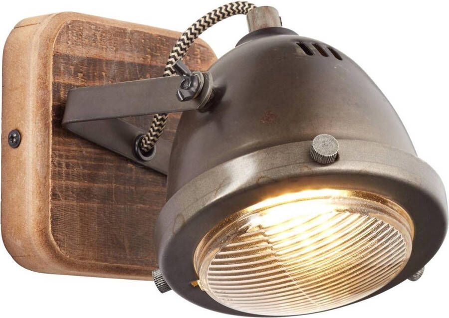 Brilliant lamp Carmen Wood wandspot gebrand staal hout | 1x PAR51 GU10 5W geschikt voor reflectorlampen (niet inbegrepen) | Schaal A ++ tot E | Draaibare kop