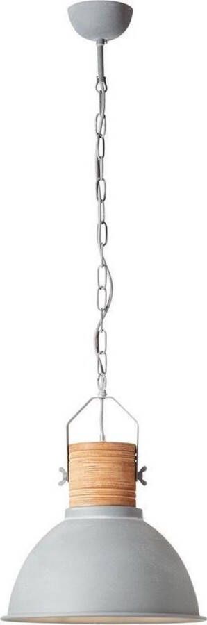 Brilliant lamp Frida hanglamp 39cm beton hout | 1x A60 E27 60W geschikt voor standaardlampen (niet inbegrepen) | Schaal A ++ tot E | Ketting kan worden ingekort