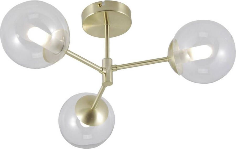 Brilliant lamp Gitse plafondlamp 3-pits RVS metaal glas 3x QT14 G9 20W pin base lampen (niet meegeleverd) A++
