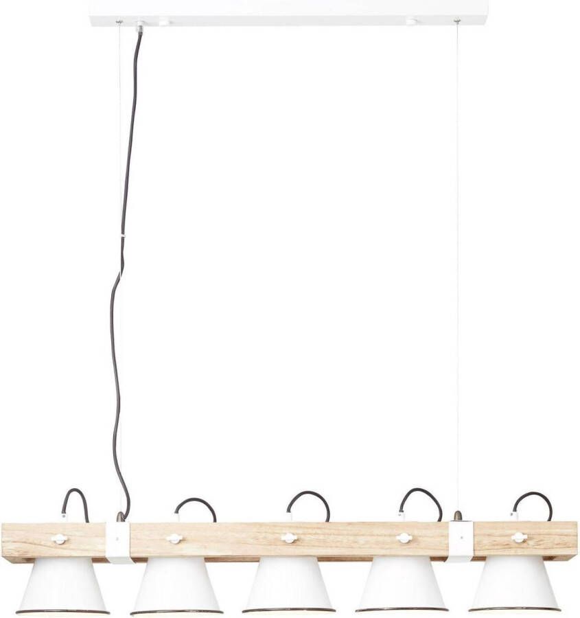 Brilliant lamp Plow hanglamp 5-lichts wit licht hout | 5x A60 E27 10W geschikt voor standaardlampen (niet inbegrepen) | Schaal A ++ tot E | Hoofden draaien