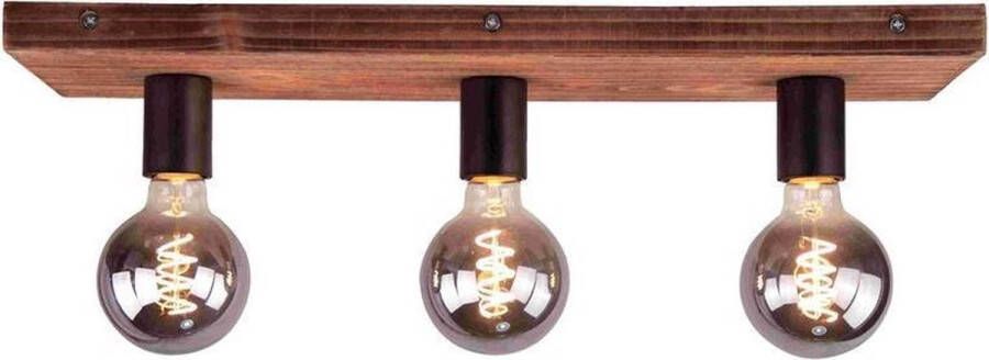 Brilliant plafondlamp Panto 3-lichts hout Leen Bakker