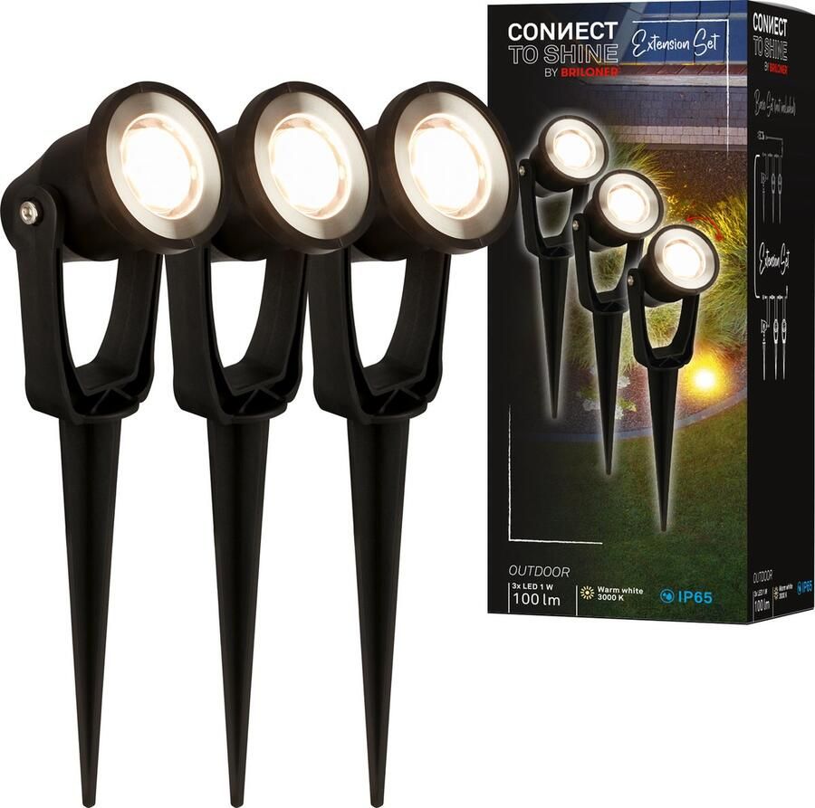 Briloner Connect to Shine -LED tuinspot 3919035 Uitbreidingsset voor artikel 3918035 met grondpin Zwenkbaar IP65 22 5 x 5 x 6 cm Zwart gekleurd