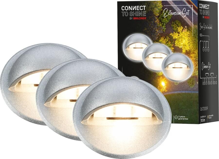 Briloner Connect to Shine -LED vloerinbouwspots 3923034 Uitbreidingsset voor artikel 3922034 met zijlicht Warm wit licht IP65 Ø35x36mm Zilverkleurig