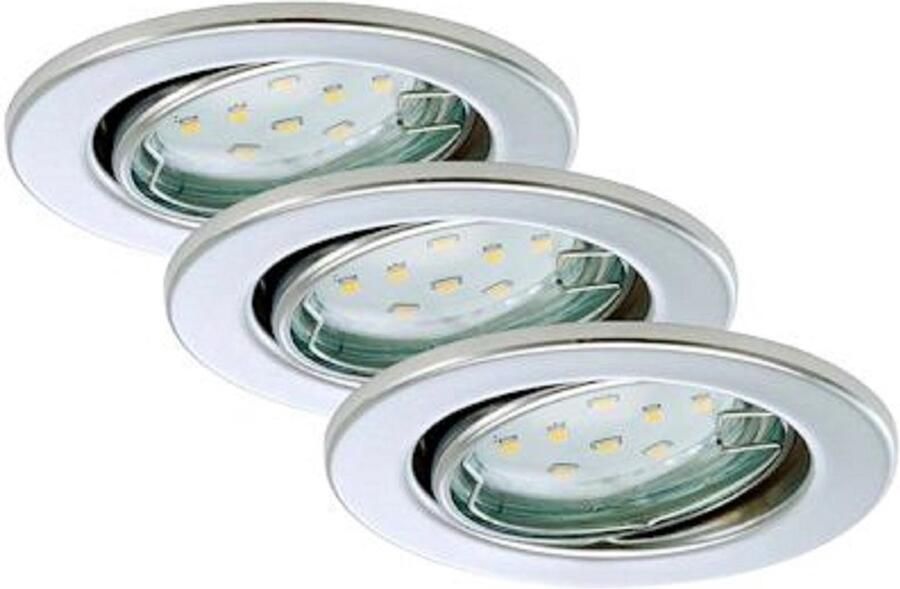 Briloner Set van Drie Inbouwspots Led Chroom Warmwit Compleet
