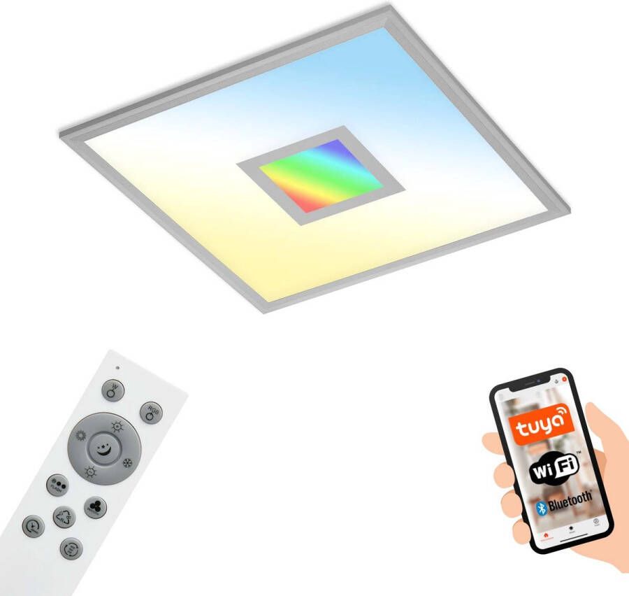 Briloner Leuchten Briloner CENTRO S LED Paneel plafondlamp 24W 2400 lm CCT-regeling RGB- Centerlight nachtlichtfunctie timerfunctie geheugenfunctie dimbaar bruikbaar voor Amazon Echo en Google Home IP20