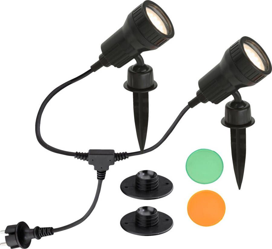 Briloner Leuchten BRILONER LED Grondspot met spies zwart 2 stuks