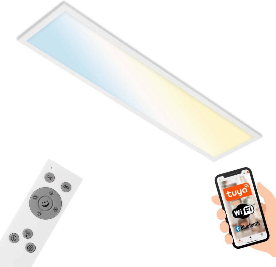 Briloner Leuchten BRILONER LED paneel 28W 3000 lm CCT regeling nachtlichtfunctie timerfunctie geheugenfunctie dimbaar via afstandsbediening met Amazon Echo en Google Home bruikbaar IP20