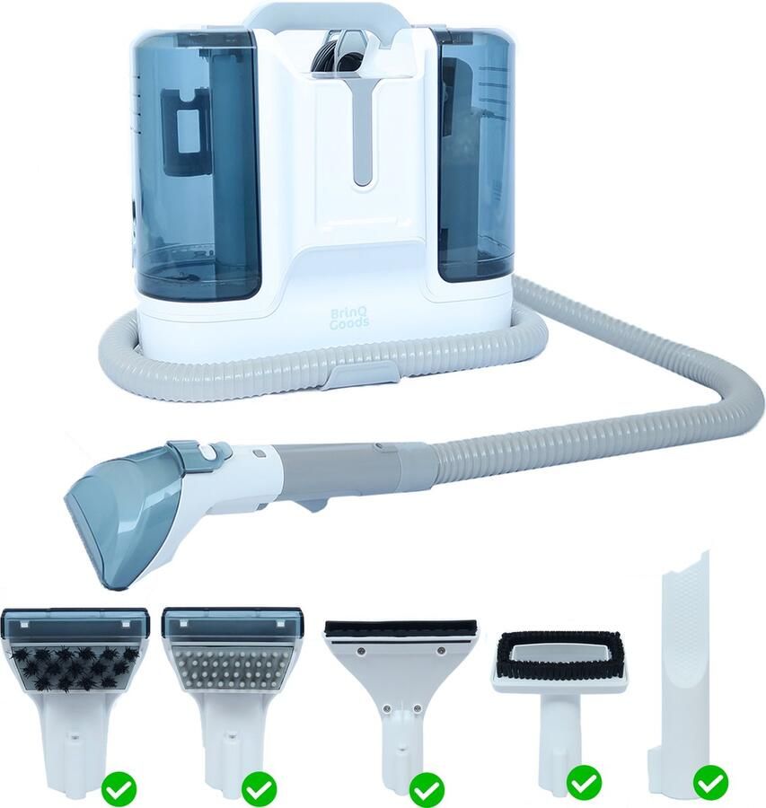 BrinQ Goods krachtige vlekkenreiniger plus 5 accessoires V3 Tapijtreiniger Draagbare vlekkenreiniger Reinigingsmachine Matrasreiniger Tapijtreiniger Stofzuiger Auto Kleden Bankreiniger Vloerreiniger