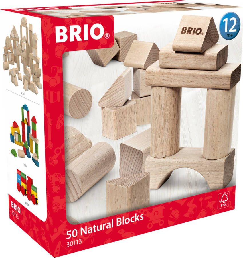 Brix BRIO Blokkenset naturel 50 stuks 30113