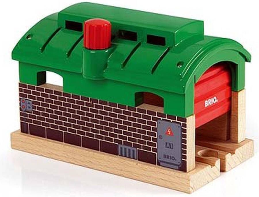 Brio houten treingarage met roldeuren