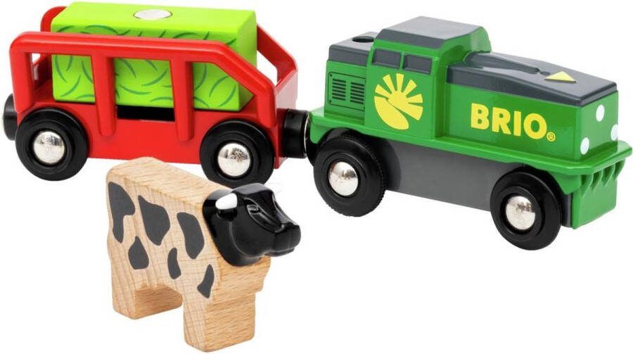BRIO World 36018 Boerderijtrein op batterijen Speeltrein op batterijen voor kinderen vanaf 3 jaar