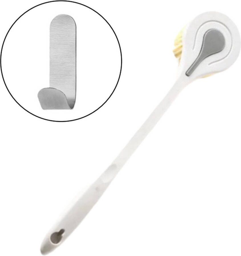 Bristleflex Badborstel Rugborstel Lange Steel Dry Brushing Huidborstel Rug Borstel Douche met Steel Droogborstel Rug Scrubber Dry Brush Badborstel + Ophanghaak