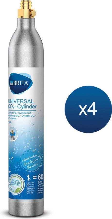 BRITA CO2 Cilinder voor Bruiswatertoestel SodaONE Soda Gascilinder 60L 4 stuks Universeel Voordeelverpakking