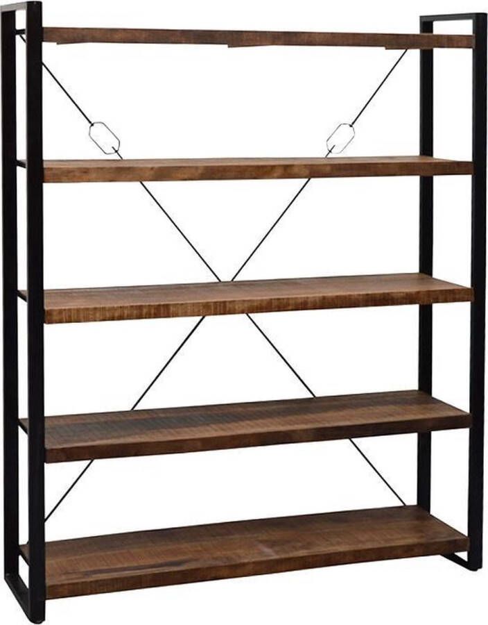 Livingfurn Boekenkast Strong Mangohout en staal 200 x 160cm Bruin