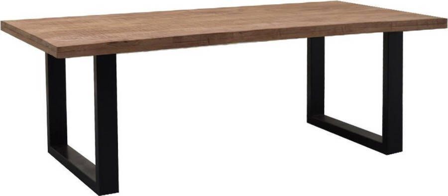 Sohome Eettafel Yannick U Mangohout en staal 220 x 100cm Zwart