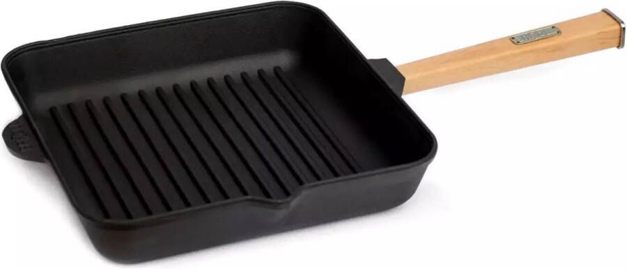 BRIZOLL Gietijzeren Grillpan Vierkant met Afneembare Handgreep 26x26 cm Alle warmtebronnen