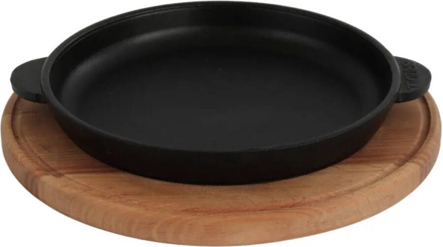 BRIZOLL Serveerpan Etagère Grillpan met Serveerplank Gietijzer 20 x 2.5 cm