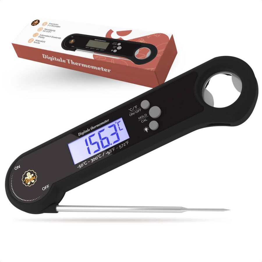 Broba Digitale Thermometer Keuken – Keukenthermometer met Magneet – Kookthermometer Waterdicht – Voedselthermometer – Kernthermometer – Suikerthermometer – Vleesthermometer