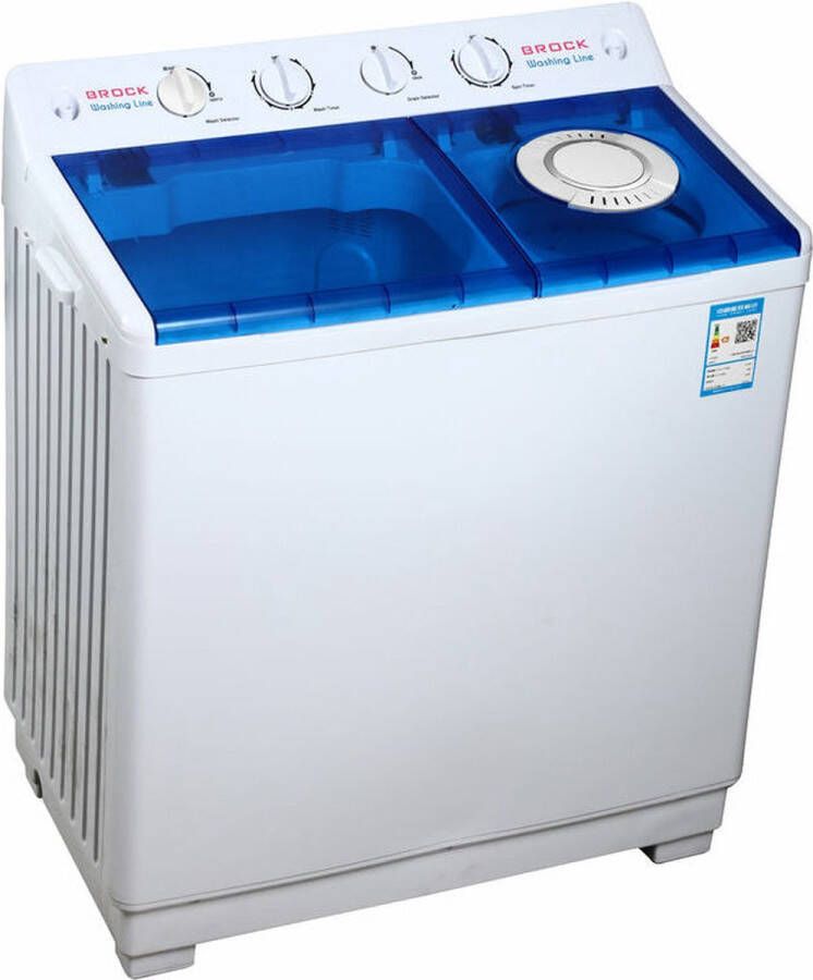 Brock Electronics Brock XXXL Grote Camping Wasmachine met Dubbele Trommel 10Kg was Capaciteit 6 5Kg Centrifuge Capaciteit Perfect voor Campers Studio's Flats of Camping 84 x 45 x 93 cm 540W