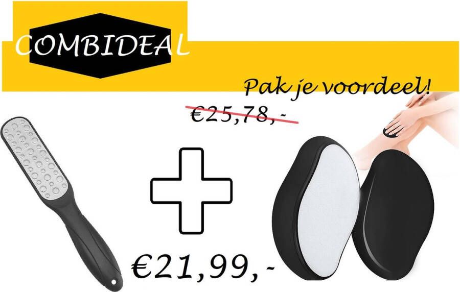 Broer en Broertje COMBIDEAL Handmatige eeltrasp eelt verwijderaar voet pedicure voetverzorging eelt vijl eelt rasp eeltverwijderaar crystal hair remover crystal hair removal eenvoudige eelt of haar verwijderen haarverwijderaar