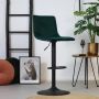 Bronx71 ® Barkruk groen velvet Frenkie Barstoel in hoogte verstelbaar 60 76cm Barkrukken met rugleuning Barstoelen met rugleuning Draaibaar Groene barkruk velvet Velours Fluweel - Thumbnail 1