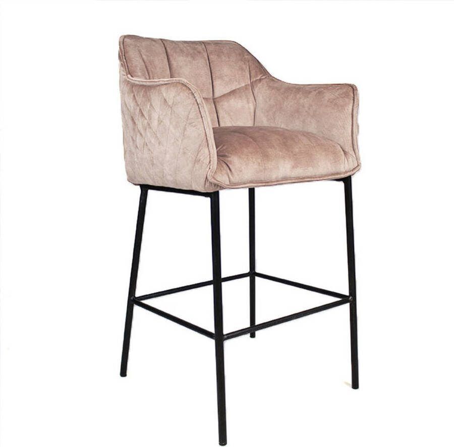 Bronx71 Barkruk velvet koper Jayron Zeer comfortabel Barkrukken met rugleuning Barstoelen met rugleuning Barkruk bruin