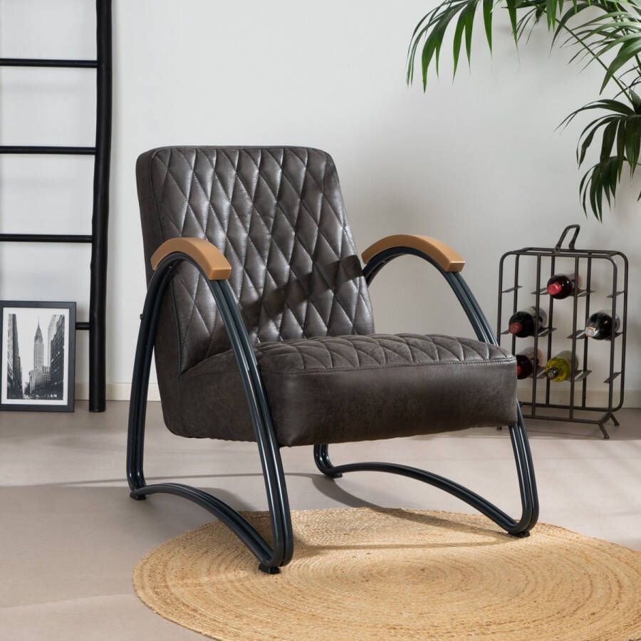 Bronx71 ® Fauteuil met armleuning Ivy antraciet Zetel 1 persoons Relaxstoel Relaxzetel Fauteuil grijs