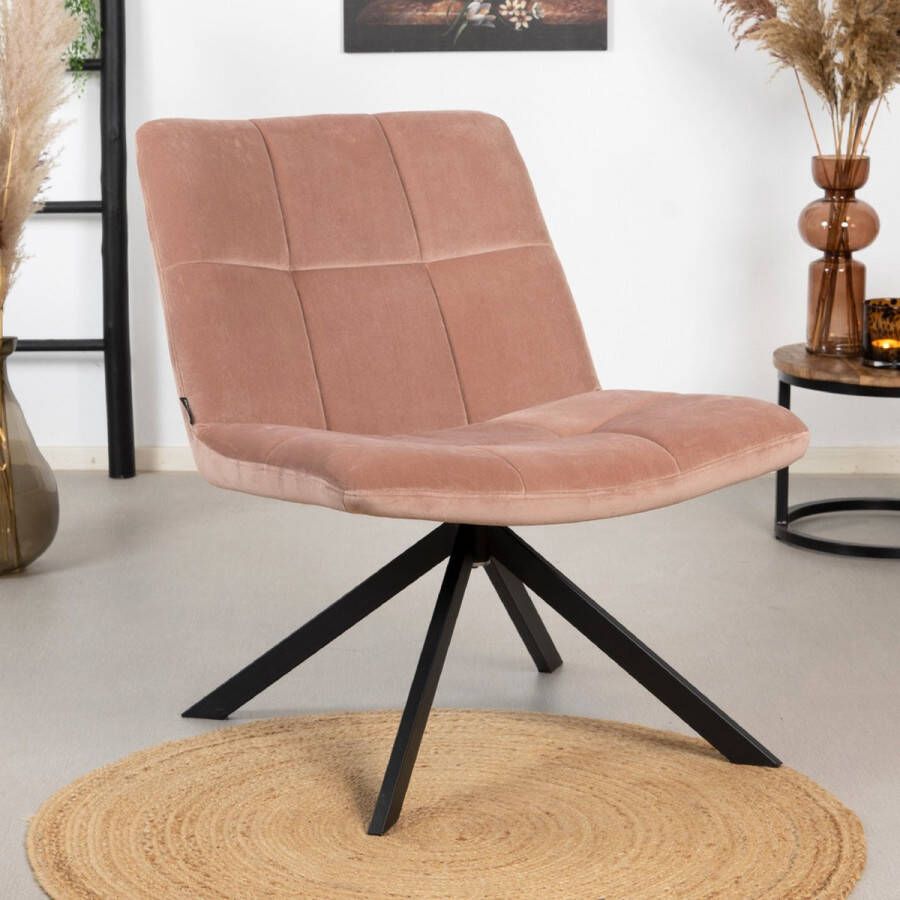 Bronx71 ® fauteuil velvet roze Eevi Fauteuil draaibaar fauteuil industrieel zonder armleuningen Fauteuil roze Zetel 1 persoons