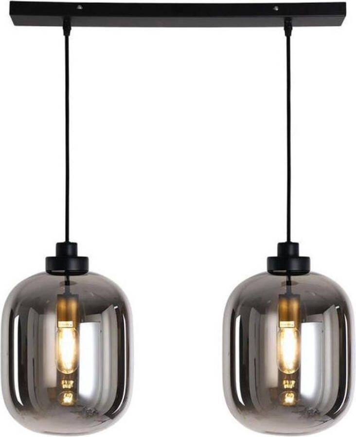 Bronx71 ® Hanglamp industrieel Smoke 30 cm 2-lichts Hanglamp glas Hanglampen eetkamer Hanglamp rookglas