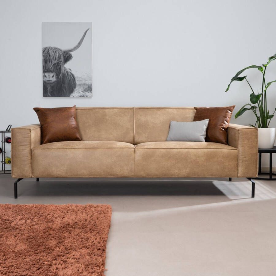 Bronx71 Industriële bank 3-zits Kansas eco-leer beige.