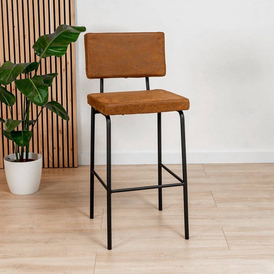 Bronx71 Industriële barkruk Espen cognac eco-leer 64-77 cm.
