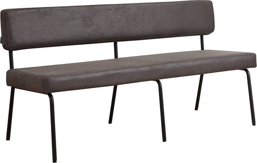 Bronx71 Industriële eetkamerbank Espen antraciet eco-leer 160 cm.