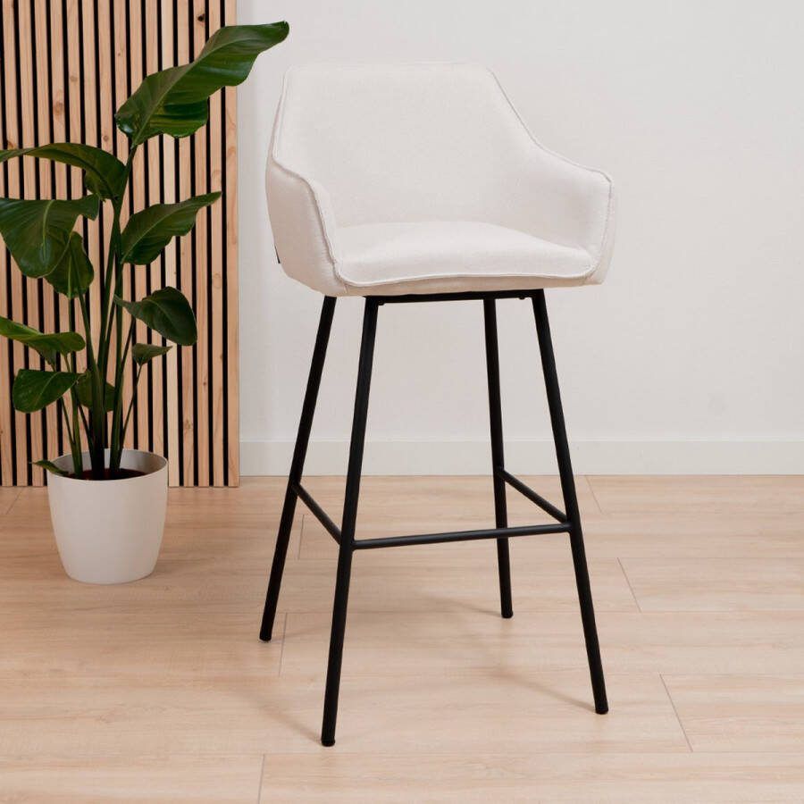 Bronx71 Scandinavische barkruk Andor gerecyclede stof off white 65-78 cm.